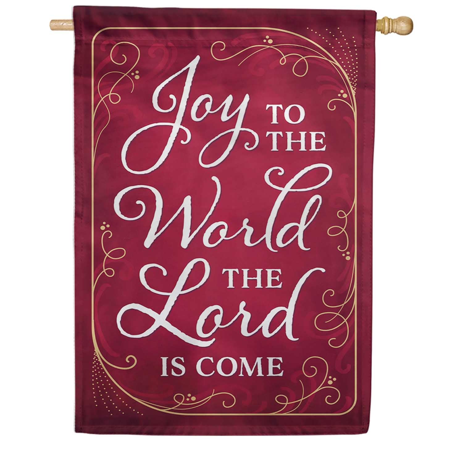 Evergreen Joy to the World The Lord is Come Appliqued House Flag