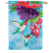 Evergreen Hummingbirds Applique House Flag