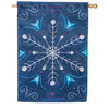 Evergreen Blue Snowflakes Appliqued House Flag