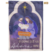 Evergreen Come Let Us Adore Him Appliqued House Flag