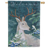 Evergreen Woodland Deer Welcome Appliqued House Flag