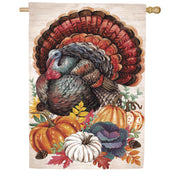 Evergreen Elaborate Turkey Applique House Flag