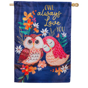 Evergreen Owl Always Love You Appliqued House Flag