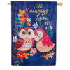 Evergreen Owl Always Love You Appliqued House Flag