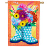 Evergreen Floral Rain Boots Applique House Flag