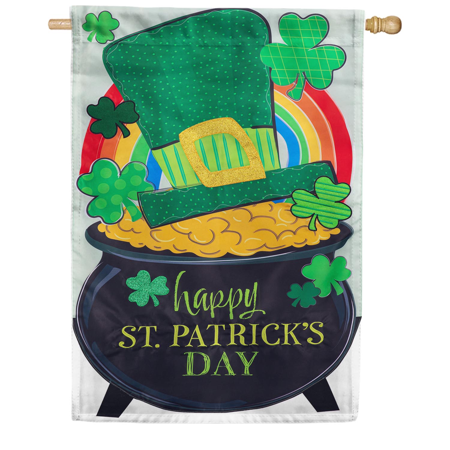 Evergreen End of the Rainbow Appliqued House Flag