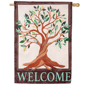 Evergreen Applique House Flag - Tree of Life Welcome