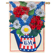Evergreen USA Floral Watering Can Applique House Flag