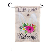 Evergreen Every Bunny Welcome Appliqued Garden Flag