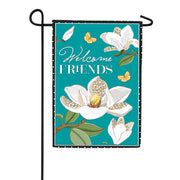 Evergreen Leopard Magnolia Welcome Friends Applique Garden Flag