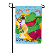 Evergreen 5 o Clock Frog Applique Garden Flag