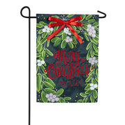 Evergreen Merry Christmas Mistletoe Applique Garden Flag