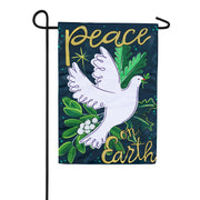 Evergreen Peace On Earth Applique Garden Flag