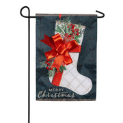 Evergreen Christmas Stocking Applique Garden Flag