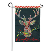 Evergreen Patterned Reindeer Applique Garden Flag