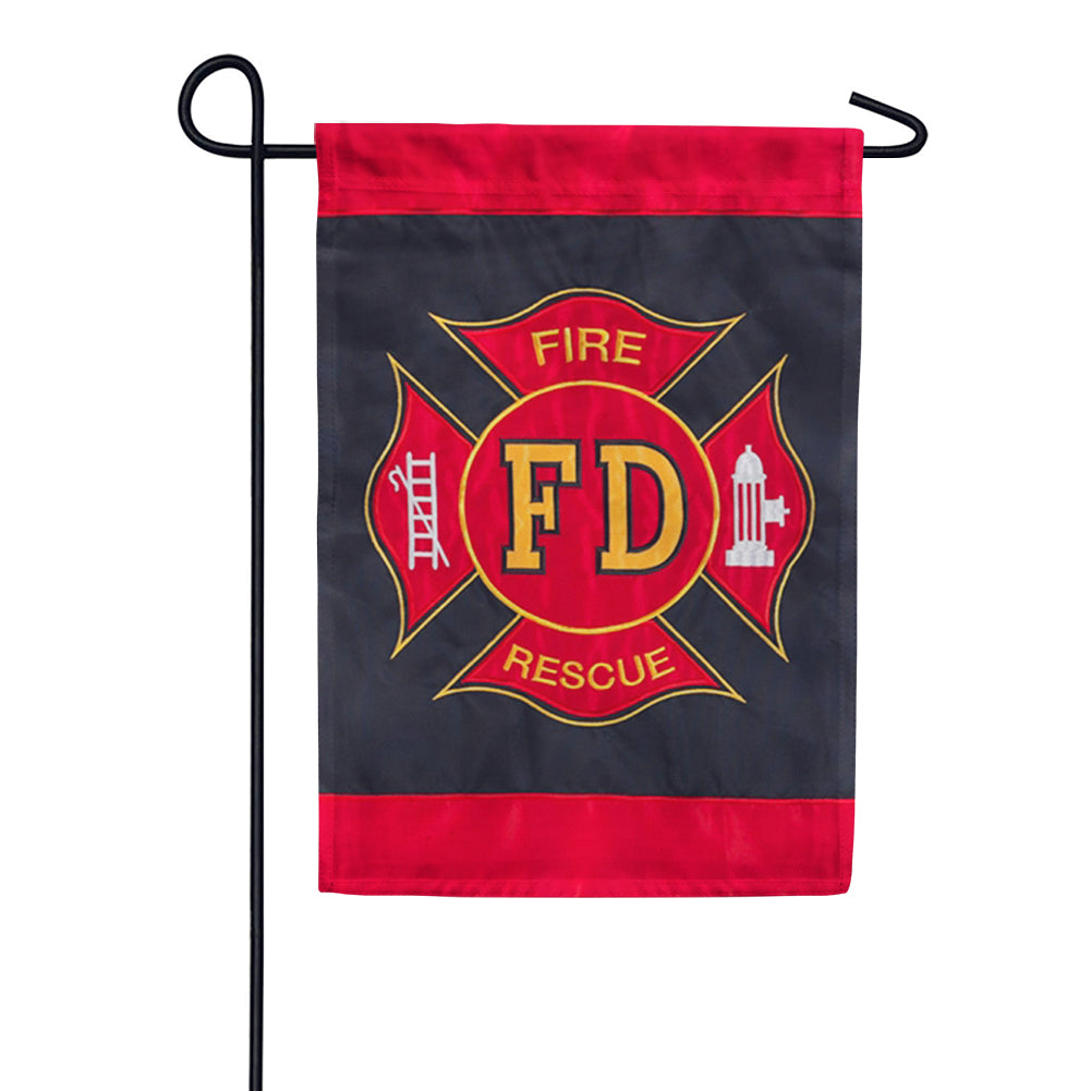 Evergreen Fire Department Appliqued Garden Flag