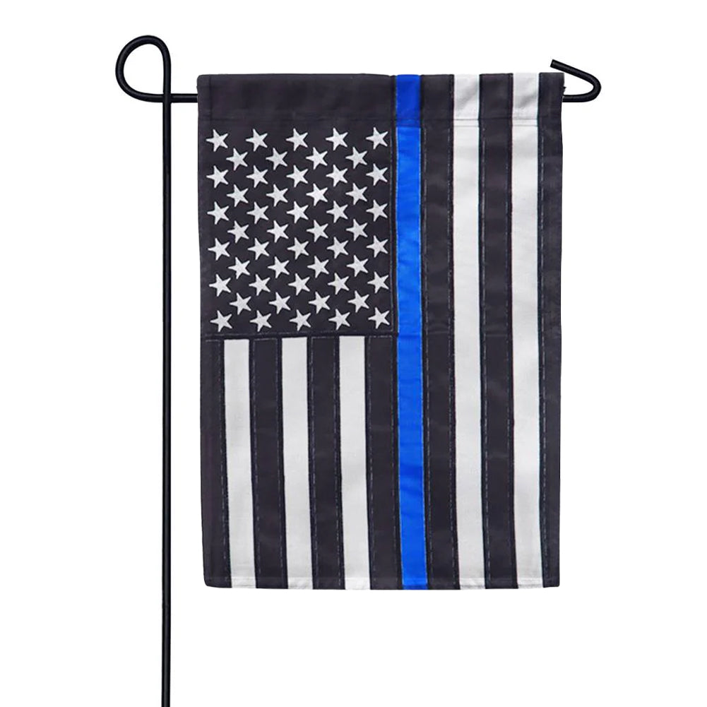 Evergreen Thin Blue Line American Appliqued Garden Flag