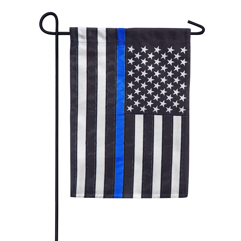 Evergreen Thin Blue Line American Appliqued Garden Flag