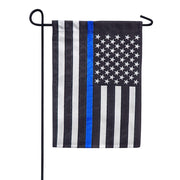 Evergreen Thin Blue Line American Appliqued Garden Flag