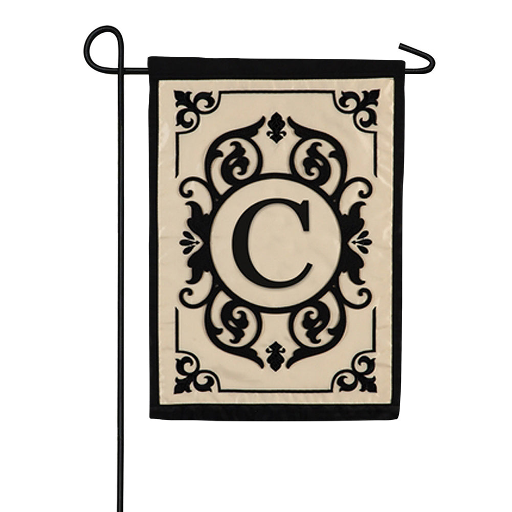 Evergreen Cambridge Monogram Appliqued Garden Flag