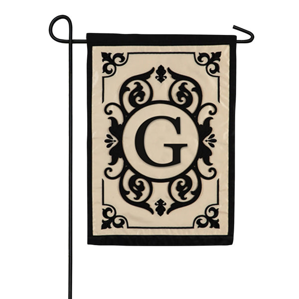 Evergreen Cambridge Monogram Appliqued Garden Flag