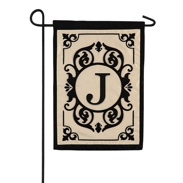 Evergreen Cambridge Monogram Appliqued Garden Flag