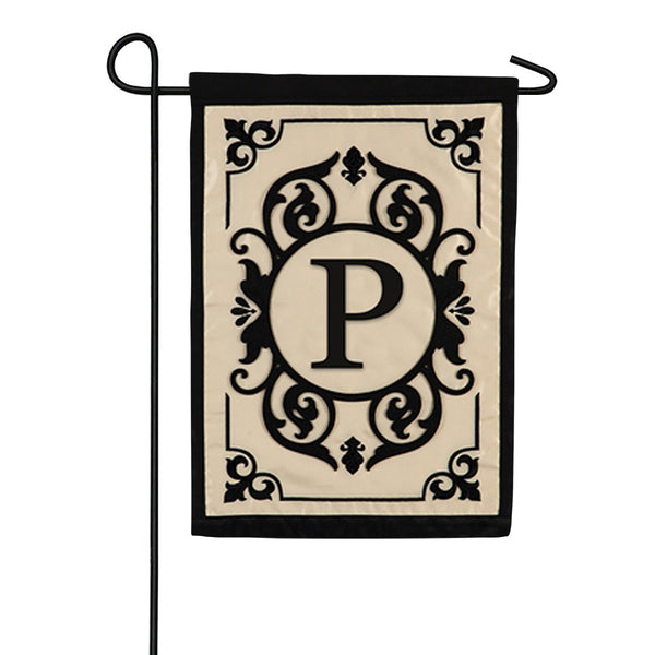Evergreen Cambridge Monogram Appliqued Garden Flag