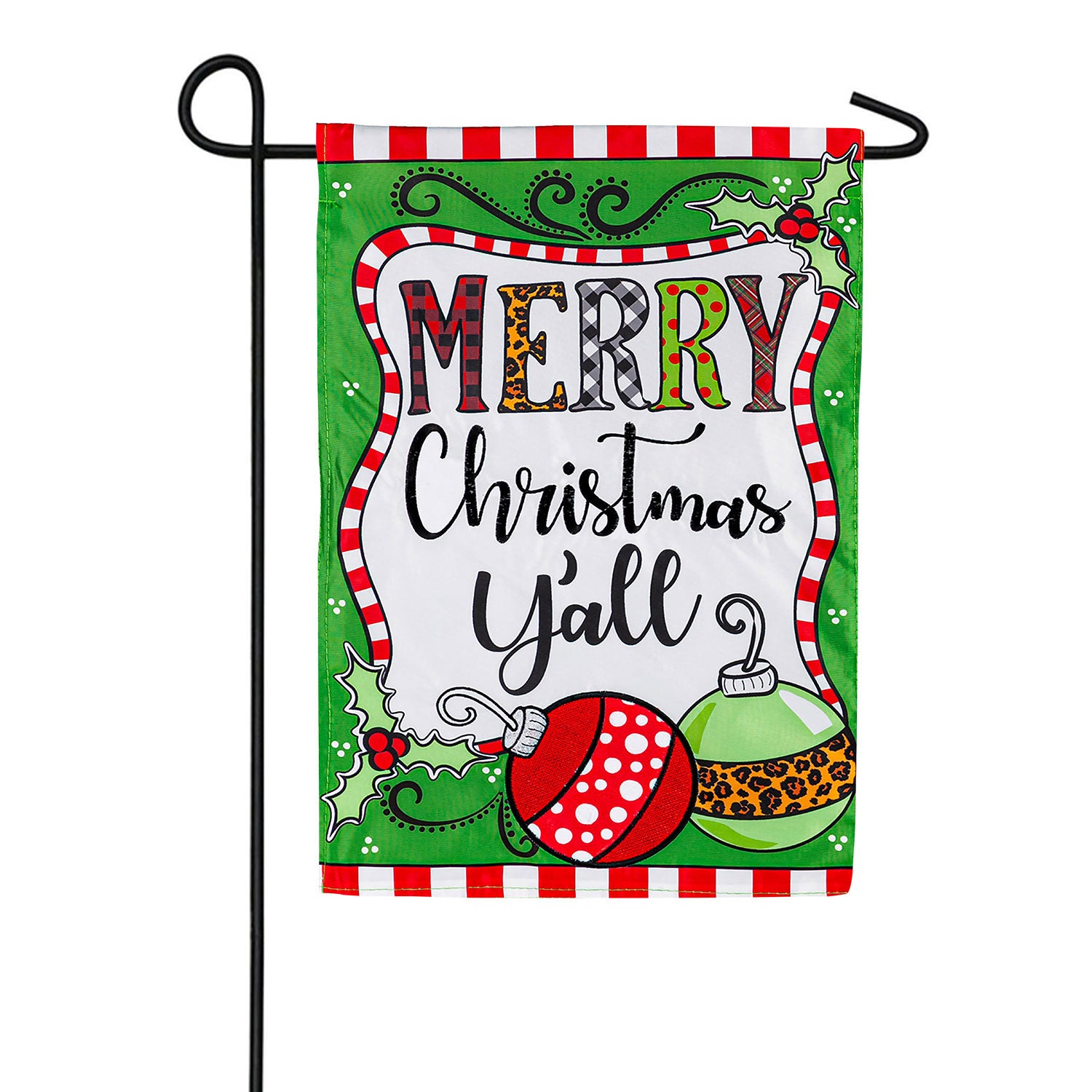 Evergreen Merry Christmas Y'all Applique Garden Flag