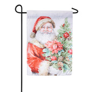 Evergreen Cheerful Santa Applique Garden Flag