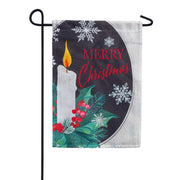 Evergreen Merry Christmas Holly Applique Garden Flag