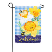 Evergreen Daffodils & Bees Applique Garden Flag