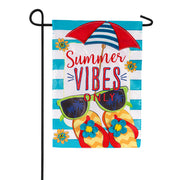 Evergreen Applique Garden Flag - Summer Vibes Only
