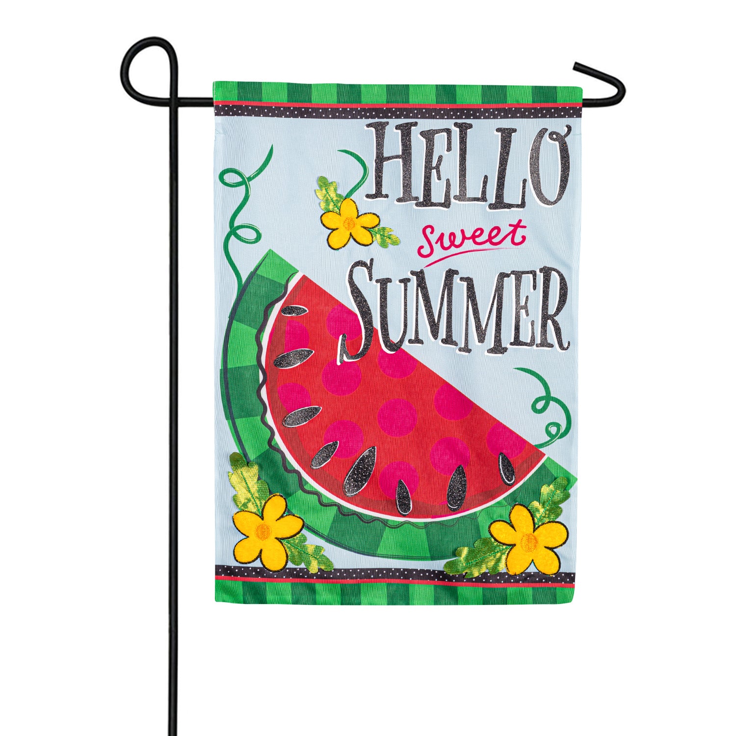 Evergreen Hello Sweet Summer Appliqued House Flag