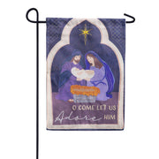 Evergreen Come Let Us Adore Him Applique Garden Flag