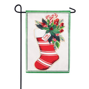 Evergreen Merry Christmas Stocking Appliqued Garden Flag