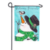 Evergreen Snowman and Chickadee Applique Garden Flag