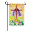 Evergreen Easter Cross With Lilies Applique Garden Flag