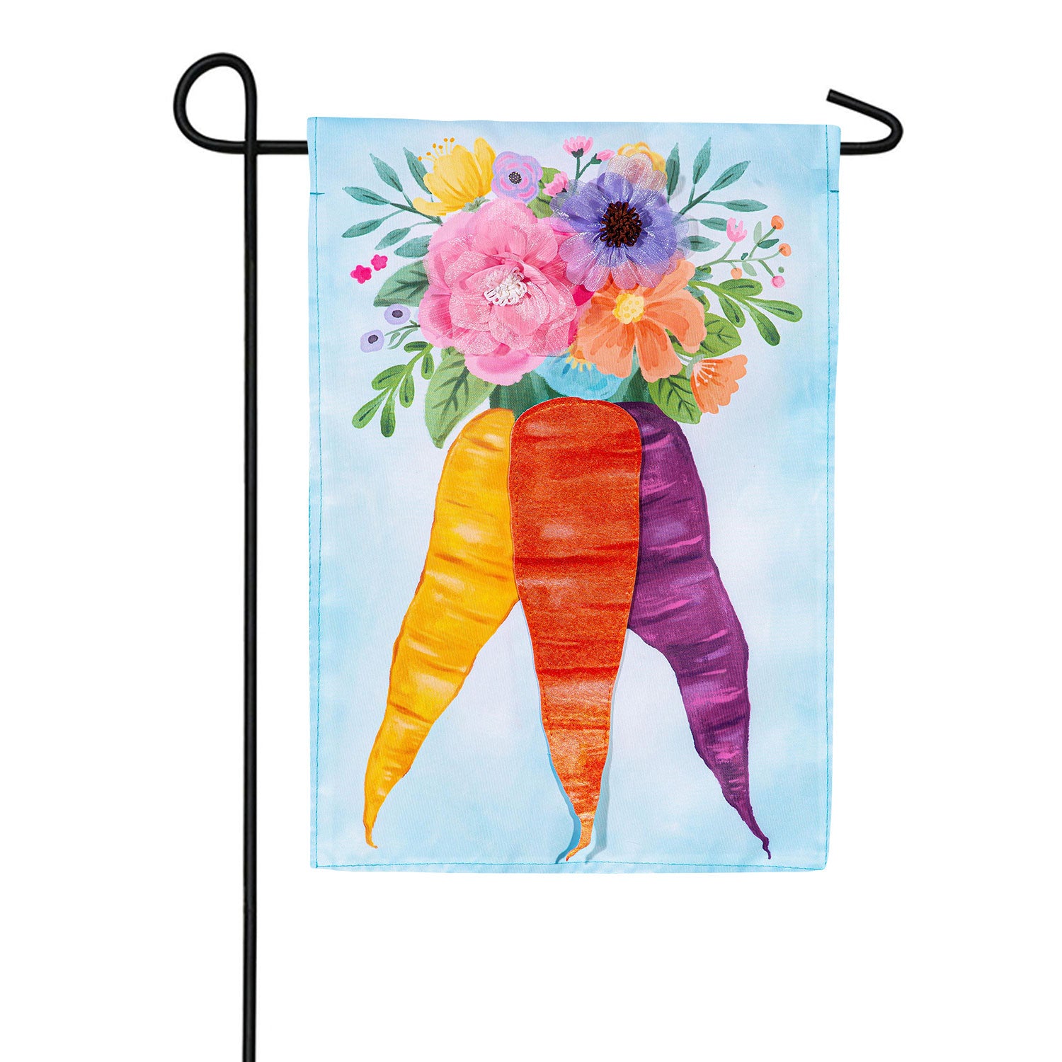Evergreen Floral Carrot Bunch Applique Garden Flag