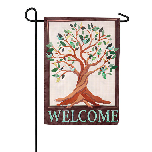 Evergreen Tree of Life Welcome Applique Garden Flag