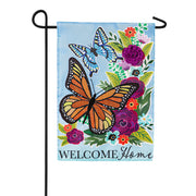 Evergreen Welcome Home Butterflies Applique Garden Flag
