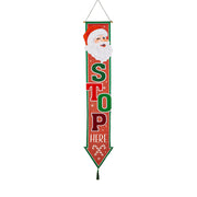 Evergreen Santa, Please Stop Here Door Banner