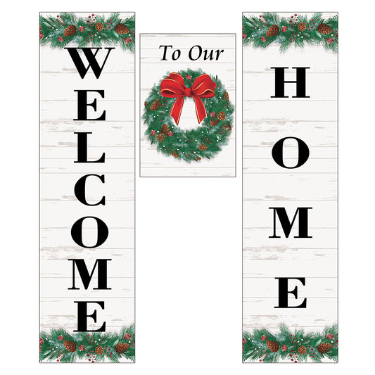 Evergreen Holiday Wreath Door Banner Kits