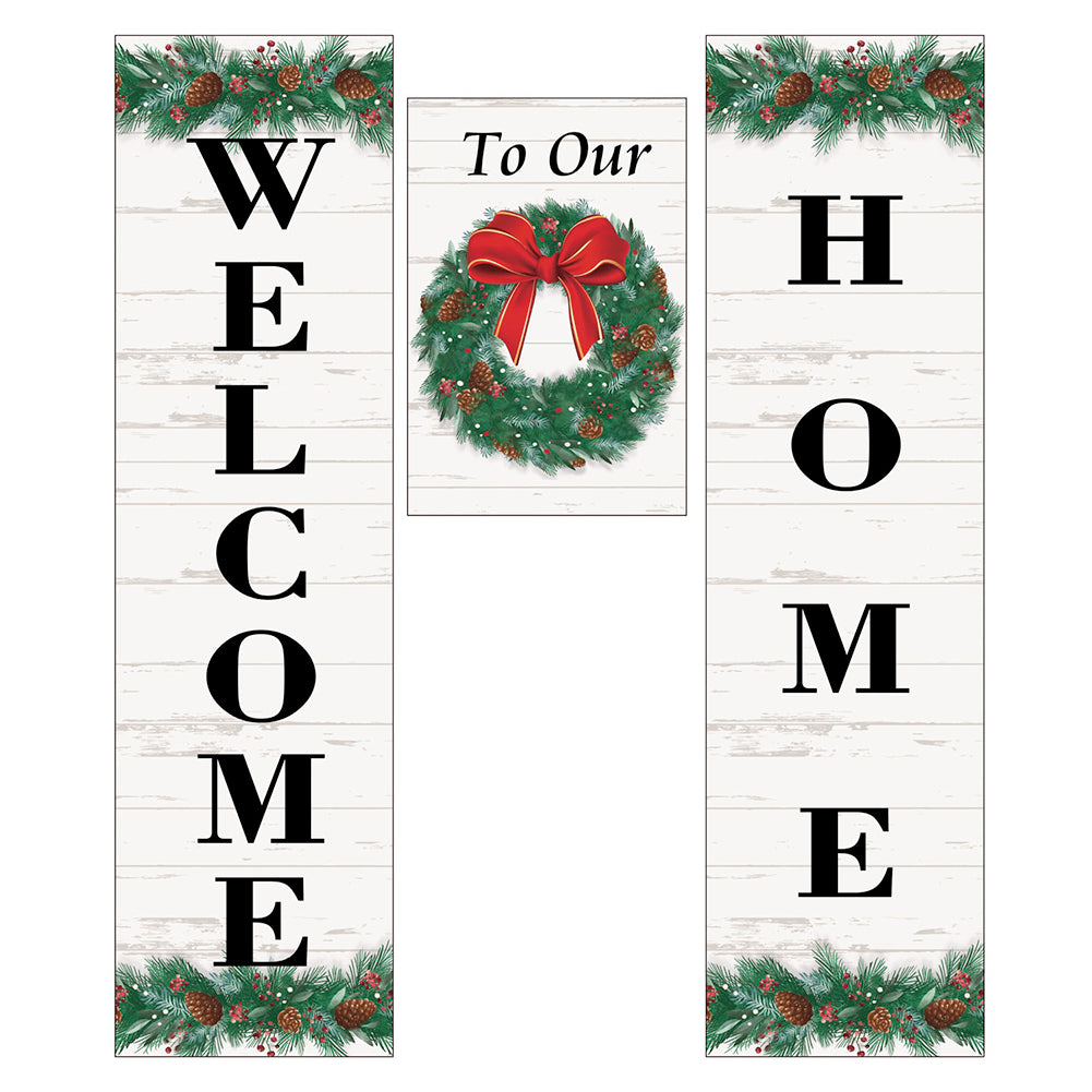 Evergreen Holiday Wreath Door Banner Kits