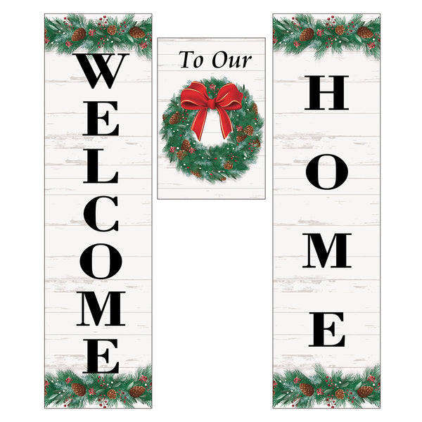 Evergreen Holiday Wreath Door Banner Kits