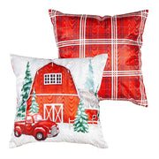Evergreen Red Truck and Barn Pillow Cover