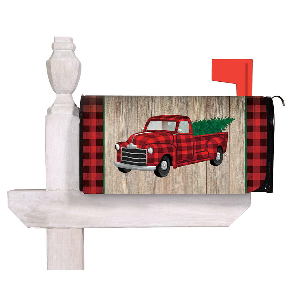 Evergreen Holiday Plaid Truck Mailbox Cover