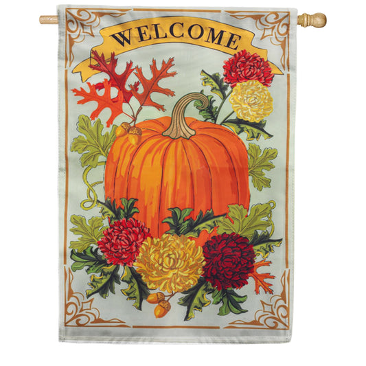 Evergreen Vintage Welcome Autumn Applique House Flag