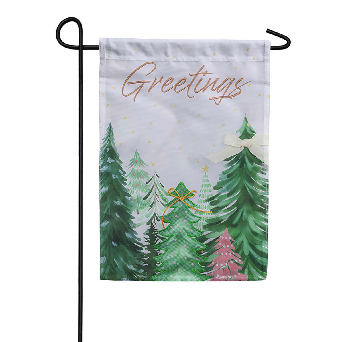 Evergreen Shades of Emerald Forest Applique Garden Flag