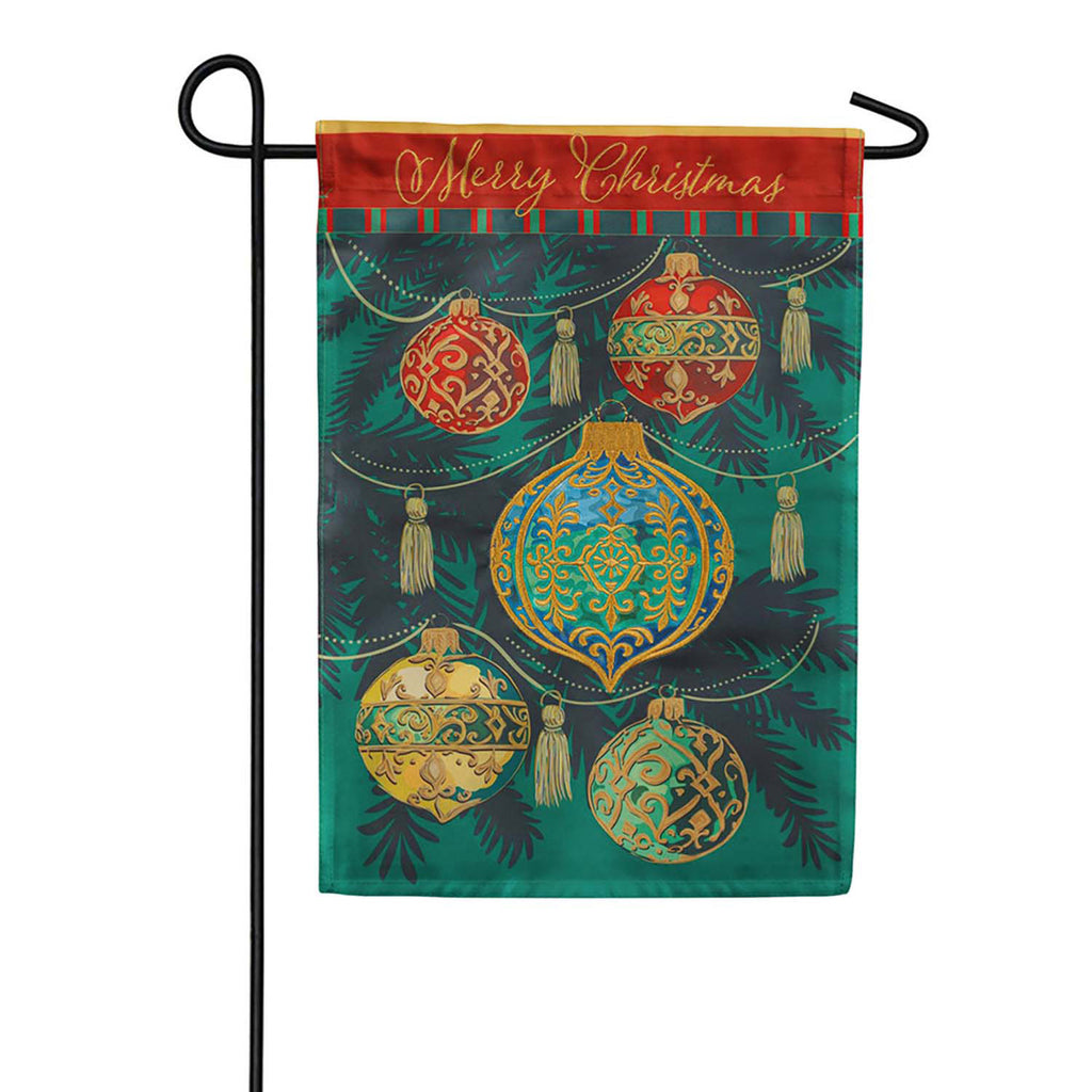 Evergreen Merry Christmas Ornaments Applique Garden Flag 
