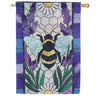 Evergreen Applique House Flag - Lavender Honey Bee